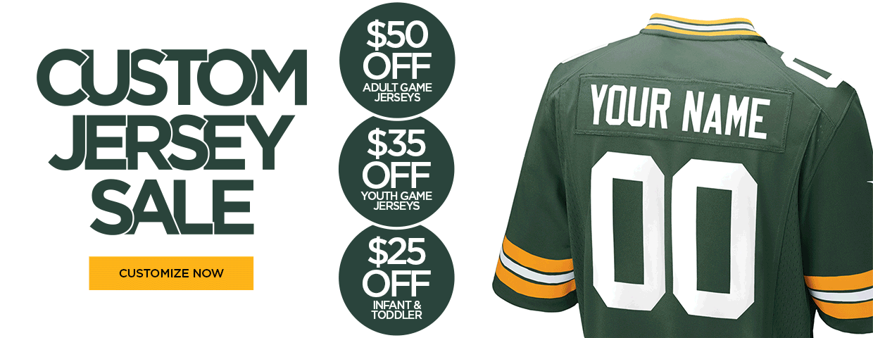 Custom Jersey Sale. Customize Now. $50 off Adult, $35 off Youth and $25 of infant and toddler