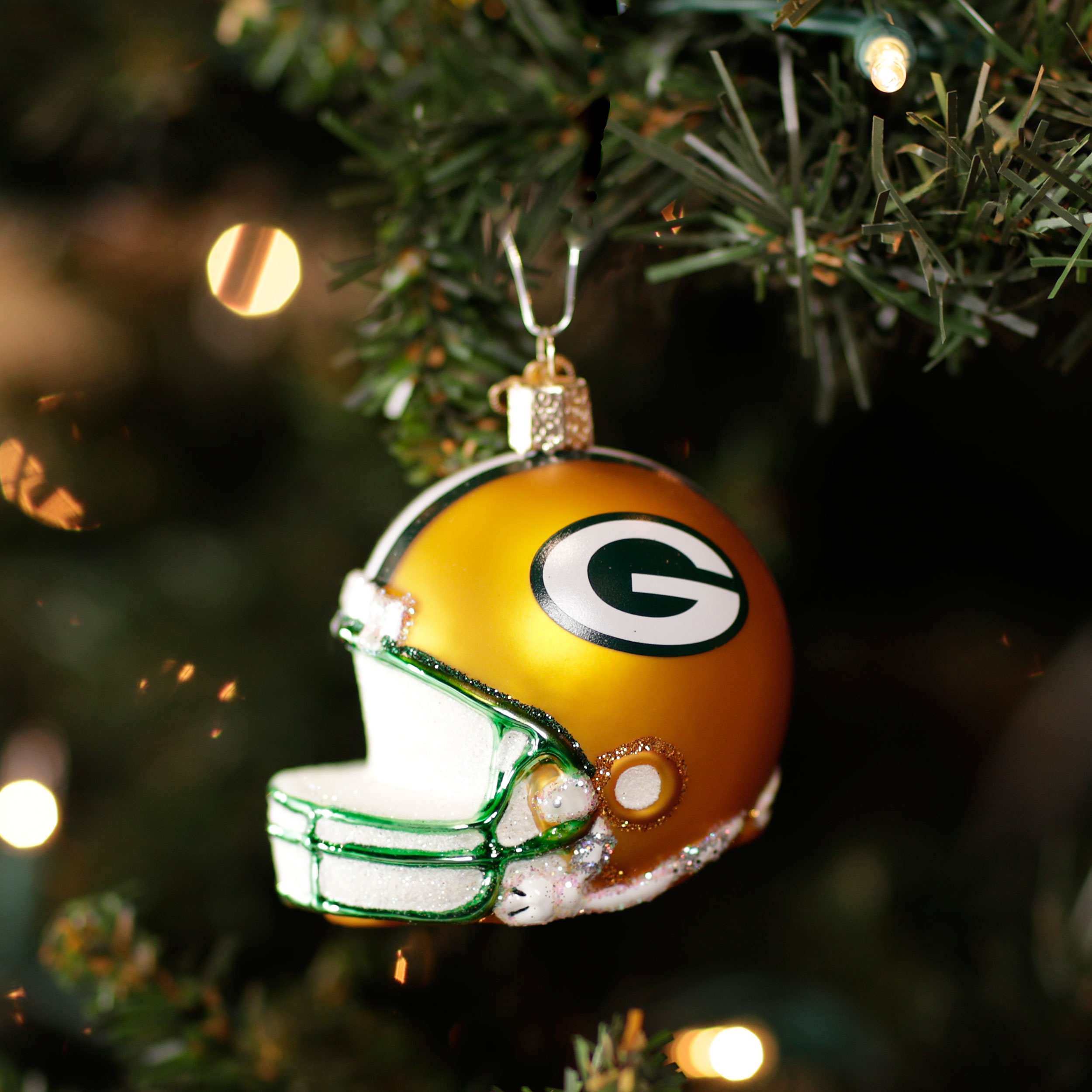 Green Bay Packers Blown Glass Helmet Ornament