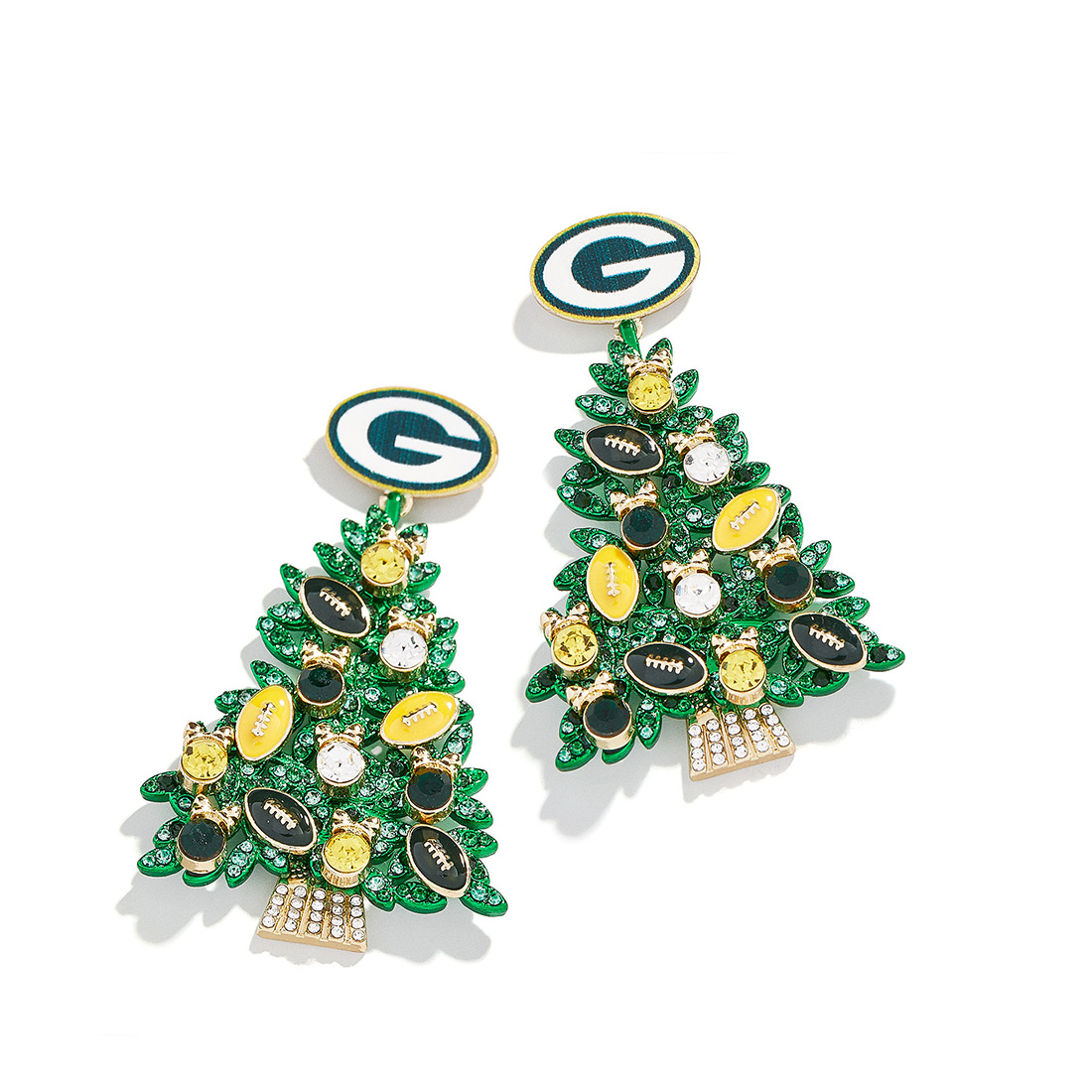 Green Bay Packers BaubleBar Christmas Tree Earrings at the Packers Pro Shop