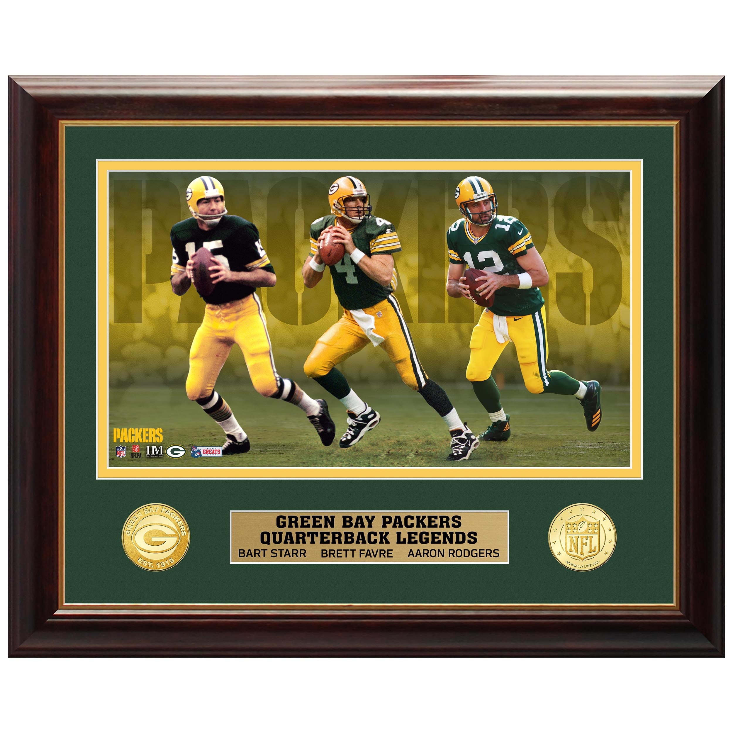 Highland Mint Green Bay Packers QB Legends Photomint