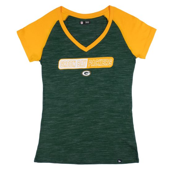 Green Bay Packers Womens New Era Double Block T-Shirt at the