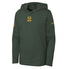 Packers Youth Nike Sideline Hooded Player Top