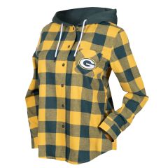 Packers Womens Field General Hooded Flannel Top