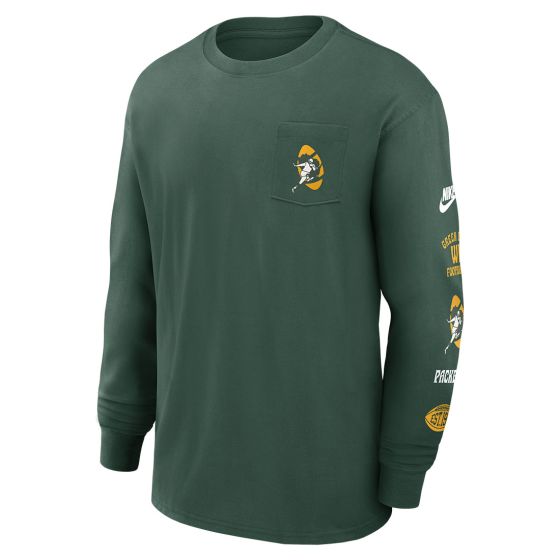 Green Bay Packers Nike Throwback Max 90 Pocket T Shirt at the Packers Pro Shop
