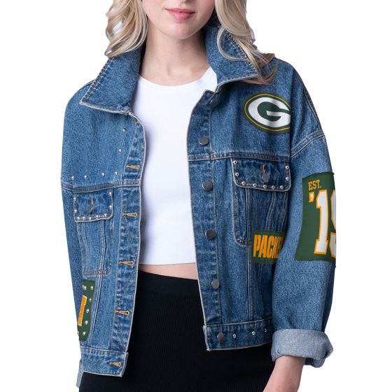 Green bay packers denim shirt hotsell