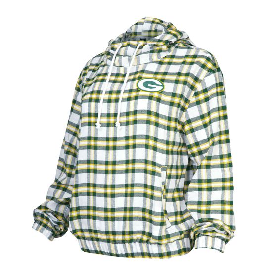 Green Bay Packers Womens Sienna Flannel Hooded Lounge Top at the Packers Pro shop