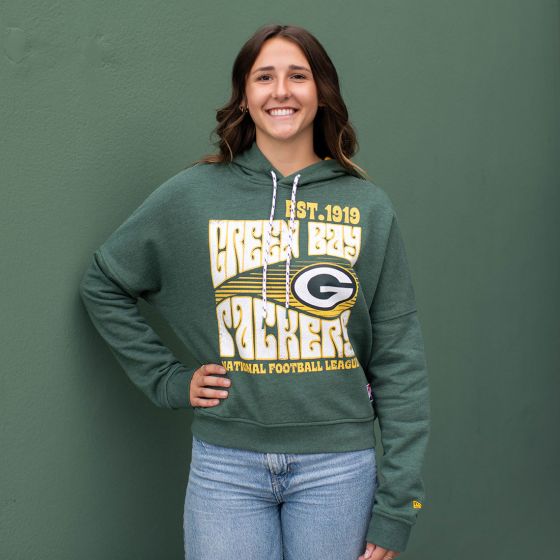 Green Bay Packers New Era Womens Wave Cropped Hoodie at the Packers Pro Shop