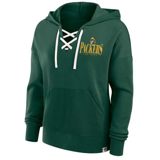 Women s Fanatics Green Bay Packers Blitz Left Lace Up Pullover Hoodie Size Extra Large