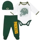 Packers Infant Gerber Helmet 3-Piece Bodysuit Set