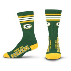 Packers Youth 4-Stripe Deuce Crew Sock