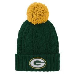 Packers Girls Team Cable Pom Knit Hat