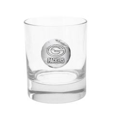 Packers Metal Emblem Rocks Glass