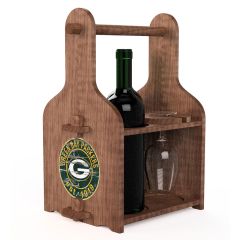 Packers Wooden Tailgate Wine Carrier