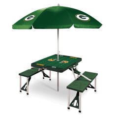 Packers Portable Folding Picnic Table And Umbrella