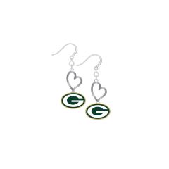 Packers Heart Dangler Hook Earrings