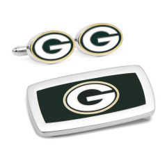 Packers Cufflinks & Cushion Money Clip