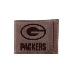 Packers Embossed Brown Front Pocket Leather Wallet