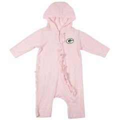 Packers Infant Girls Zip Ruffle Hooded Coverall