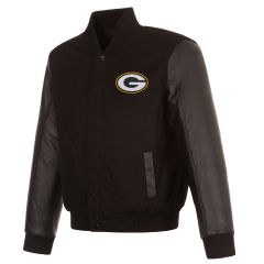 Packers Reversible Wool & Faux Leather Jacket