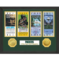 Packers Super Bowl Ticket and Bronze Coin Frame