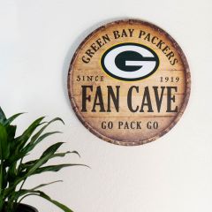 Packers Fan Cave Round Wood Sign