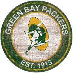 Packers Heritage Logo Round Wood Sign