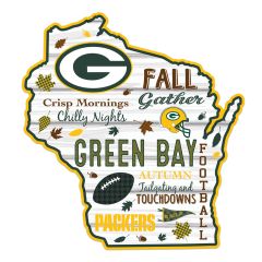 Packers Fall Harvest State Shape Wall Decor