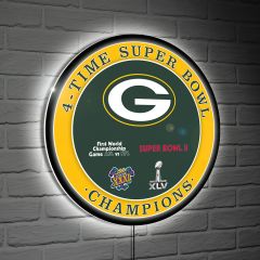 Packers 4X Super Bowl Champs Round LED Wall Decor
