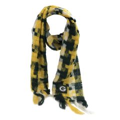 Packers Women's Checkered Woven Blanket Scarf