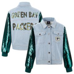 Packers Cuce Womens Denim Sequin Jacket