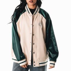 Packers Wild Collective Womens Satin Bomber Jacket