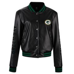 Packers Cuce Womens Vegan Leather Sequin Jacket