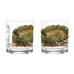 Lambeau Field Watercolor Rocks Glass
