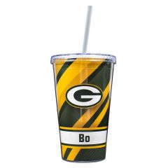 Packers Personalized Striped Straw Tumbler