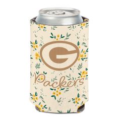 Packers Wincraft Cream Floral Can Cooler