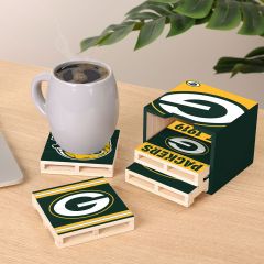 Packers FOCO 4-Pack Pallet Coaster Set