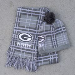 Packers WEAR Womens Plaid Scarf & Hat Set